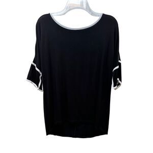 Cable & Gauge women’s black 3/4 sleeve shirt white trim size S/P #46-1915